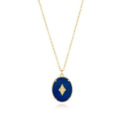 Colgante Plata Dorada Mujer COM0064DOLP Piedras Minerales Lapislázuli