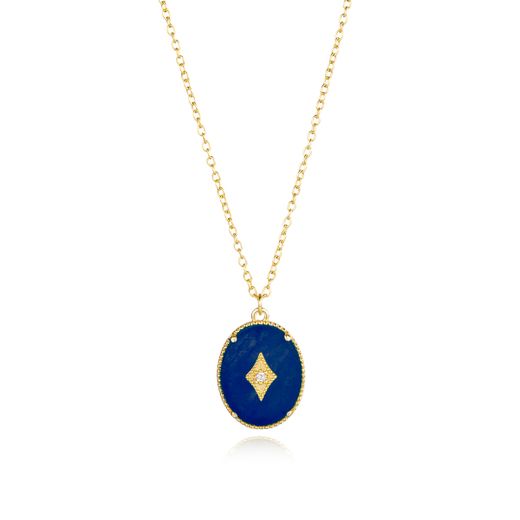 Colgante Plata Dorada Mujer COM0064DOLP Piedras Minerales Lapislázuli