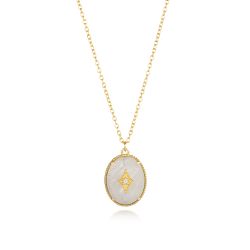 Colgante Plata Dorada Mujer COM0064DONA Piedras Minerales Nácar
