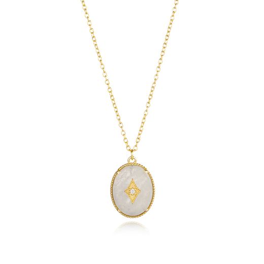 Colgante Plata Dorada Mujer COM0064DONA Piedras Minerales Nácar