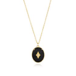 Colgante Plata Dorada Mujer COM0064DOOX Piedras Minerales Onix Negro