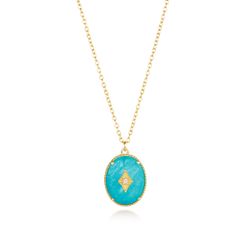 Colgante Plata Dorada Mujer COM0064DOTU Piedras Minerales Turquesa