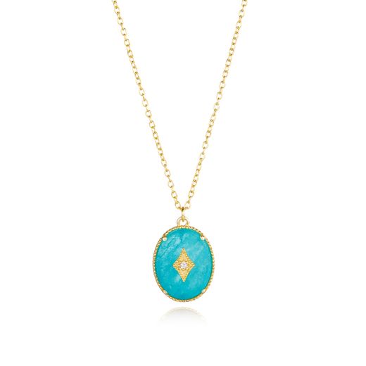 Colgante Plata Dorada Mujer COM0064DOTU Piedras Minerales Turquesa