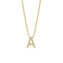 Colgante Plata Dorada Mujer COZ0172DOA Letra A C. Circonitas