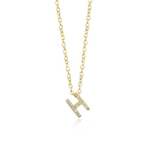 Colgante Plata Dorada Mujer COZ0172DOH Letra H C. Circonitas
