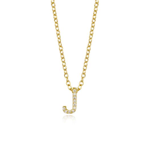 Colgante Plata Dorada Mujer COZ0172DOJ Letra J C. Circonitas