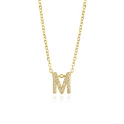 Colgante Plata Dorada Mujer COZ0172DOM Letra M C. Circonitas