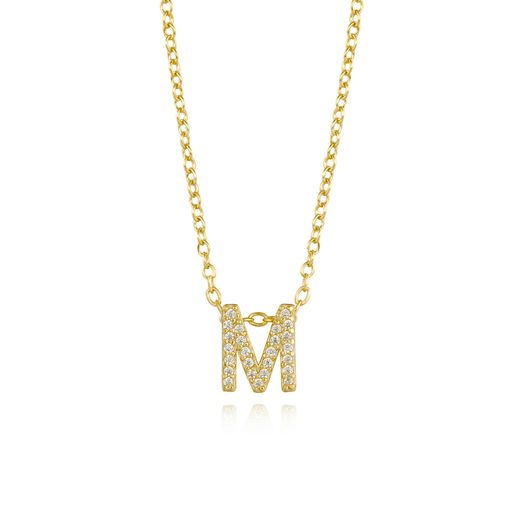 Colgante Plata Dorada Mujer COZ0172DOM Letra M C. Circonitas