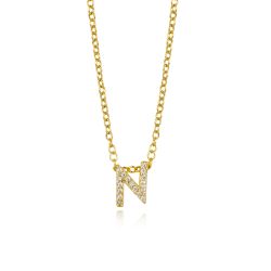 Colgante Plata Dorada Mujer COZ0172DON Letra N C. Circonitas