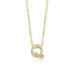 Colgante Plata Dorada Mujer COZ0172DOQ Letra Q C. Circonitas