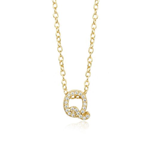 Colgante Plata Dorada Mujer COZ0172DOQ Letra Q C. Circonitas