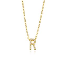 Colgante Plata Dorada Mujer COZ0172DOR Letra R C. Circonitas