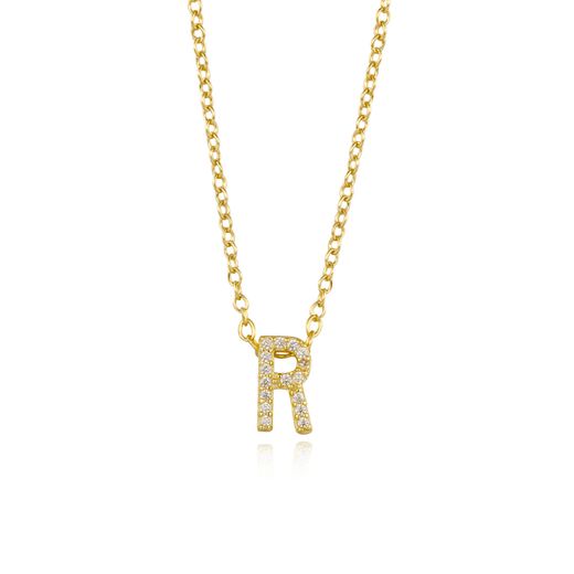 Colgante Plata Dorada Mujer COZ0172DOR Letra R C. Circonitas