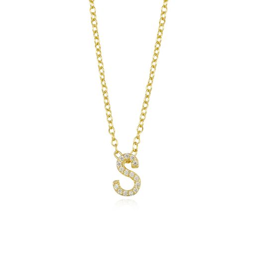 Colgante Plata Dorada Mujer COZ0172DOS Letra S C. Circonitas