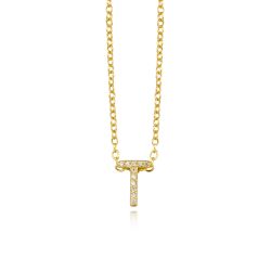 Colgante Plata Dorada Mujer COZ0172DOT Letra T C. Circonitas