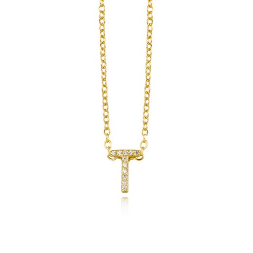 Colgante Plata Dorada Mujer COZ0172DOT Letra T C. Circonitas