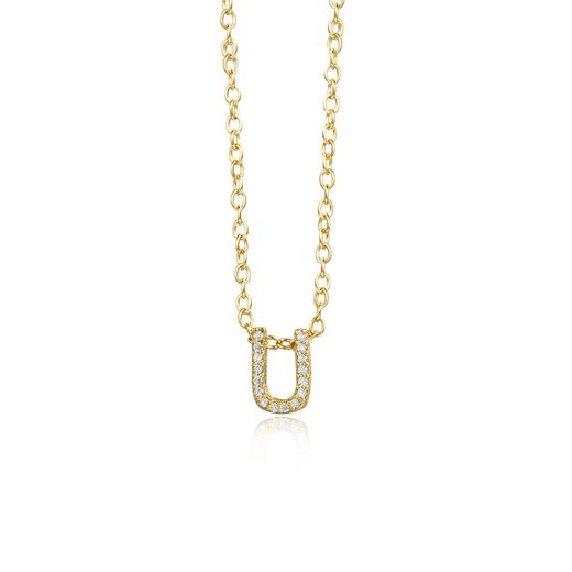 Colgante Plata Dorada Mujer COZ0172DOU Letra U C. Circonitas