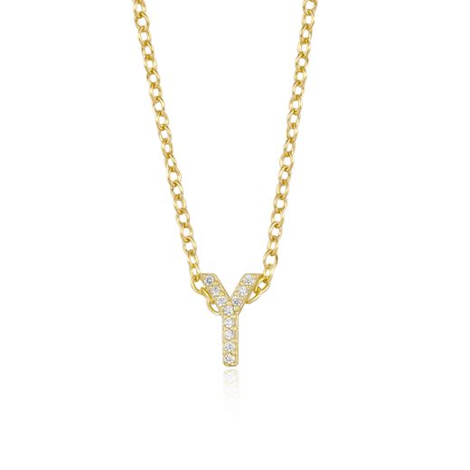Colgante Plata Dorada Mujer COZ0172DOY Letra Y C. Circonitas