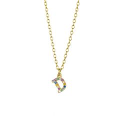 Colgante Plata Dorada Mujer COZ0202DOD Letra D C. Circonitas Multicolor