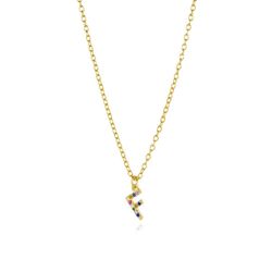 Colgante Plata Dorada Mujer COZ0202DOF Letra F C. Circonitas Multicolor