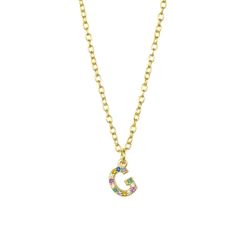 Colgante Plata Dorada Mujer COZ0202DOG Letra G C. Circonitas Multicolor