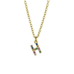 Colgante Plata Dorada Mujer COZ0202DOH Letra H C. Circonitas Multicolor
