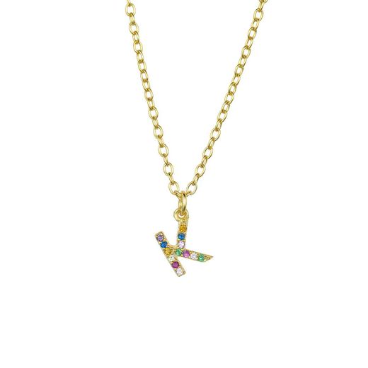 Colgante Plata Dorada Mujer COZ0202DOK Letra K C. Circonitas Multicolor