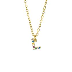 Colgante Plata Dorada Mujer COZ0202DOL Letra L C. Circonitas Multicolor