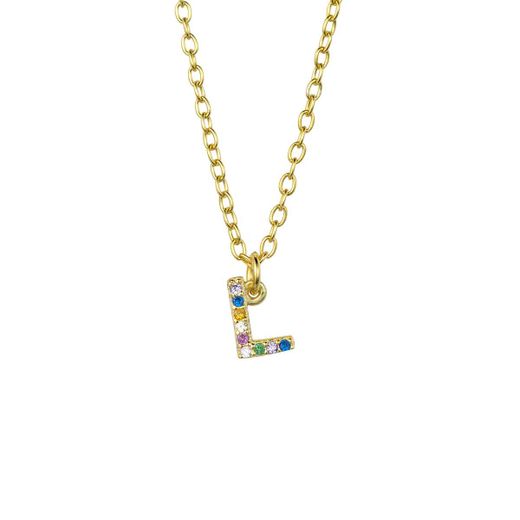 Colgante Plata Dorada Mujer COZ0202DOL Letra L C. Circonitas Multicolor