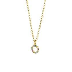 Colgante Plata Dorada Mujer COZ0202DOO Letra O C. Circonitas Multicolor