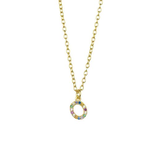 Colgante Plata Dorada Mujer COZ0202DOO Letra O C. Circonitas Multicolor