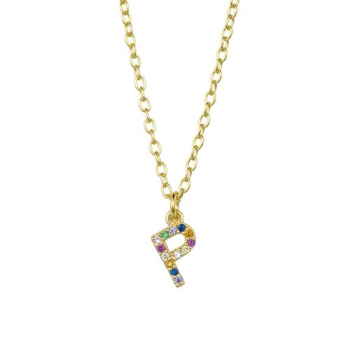 Colgante Plata Dorada Mujer COZ0202DOP Letra P C. Circonitas Multicolor