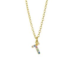 Colgante Plata Dorada Mujer COZ0202DOT Letra T C. Circonitas Multicolor