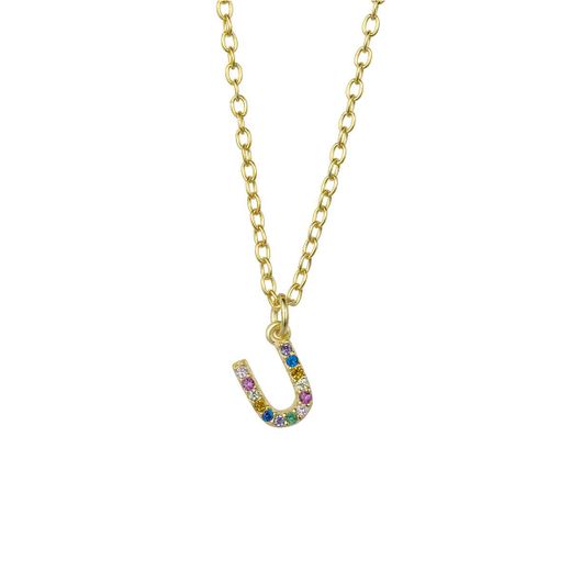 Colgante Plata Dorada Mujer COZ0202DOU Letra U C. Circonitas Multicolor