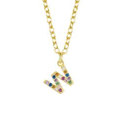 Colgante Plata Dorada Mujer COZ0202DOW Letra W C. Circonitas Multicolor
