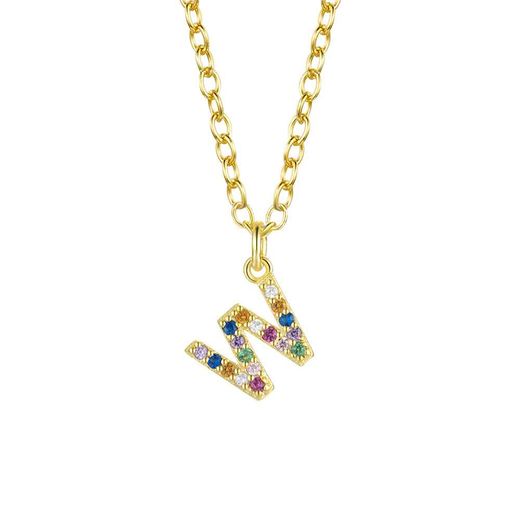 Colgante Plata Dorada Mujer COZ0202DOW Letra W C. Circonitas Multicolor