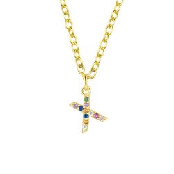 Colgante Plata Dorada Mujer COZ0202DOX Letra X C. Circonitas Multicolor