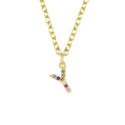 Colgante Plata Dorada Mujer COZ0202DOY Letra Y C. Circonitas Multicolor