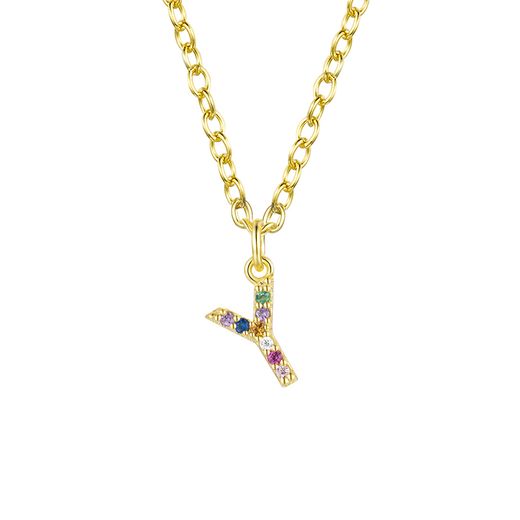 Colgante Plata Dorada Mujer COZ0202DOY Letra Y C. Circonitas Multicolor