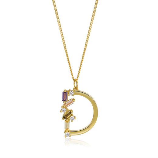 Colgante Plata Dorada Mujer COZ0241DOD Letra D C. Circonitas