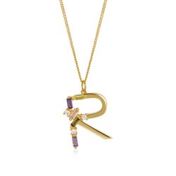 Colgante Plata Dorada Mujer COZ0241DOR Letra R C. Circonitas