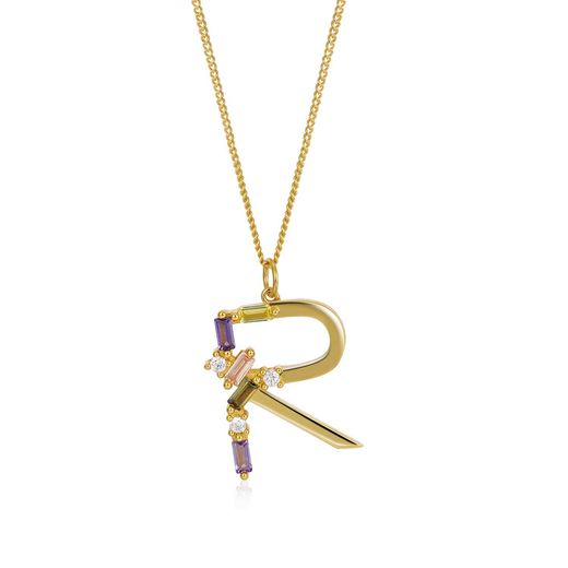 Colgante Plata Dorada Mujer COZ0241DOR Letra R C. Circonitas
