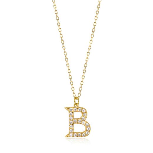 Colgante Plata Dorada Mujer COZ0283DOCZB Letra B C. Circonitas