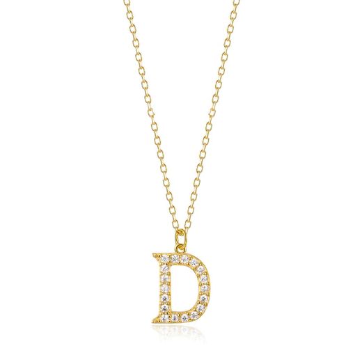 Colgante Plata Dorada Mujer 10mm COZ0283DOCZD Letra D Circonitas