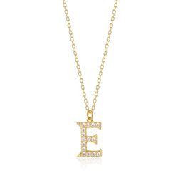 Colgante Plata Dorada Mujer 10mm COZ0283DOCZE Letra E Circonitas