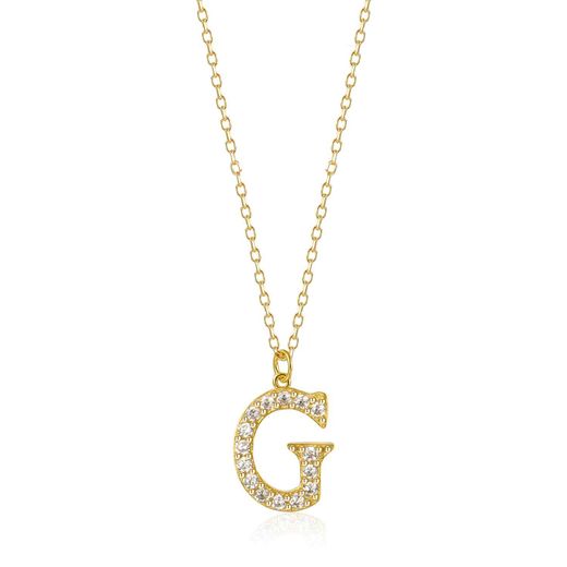 Colgante Plata Dorada Mujer 10mm COZ0283DOCZG Letra G Circonitas