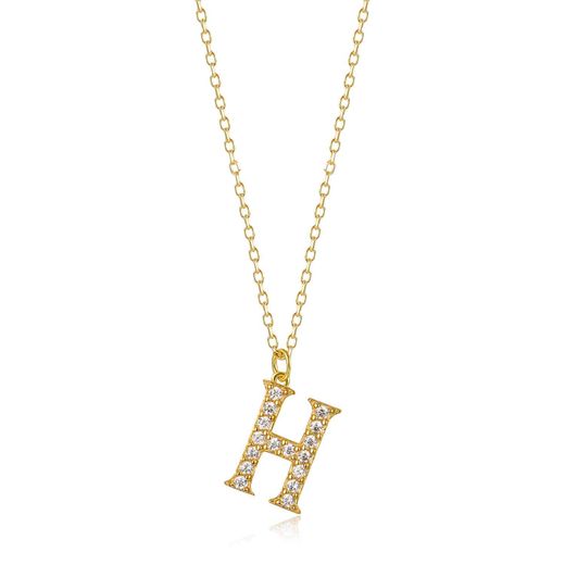 Colgante Plata Dorada Mujer 10mm COZ0283DOCZH Letra H Circonitas