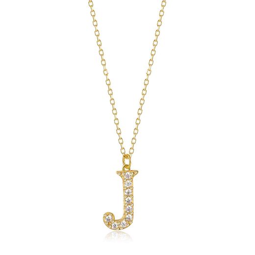 Colgante Plata Dorada Mujer 10mm COZ0283DOCZJ Letra J Circonitas