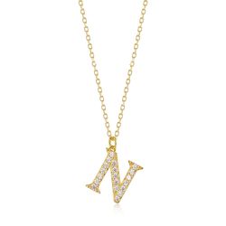 Colgante Plata Dorada Mujer 10mm COZ0283DOCZN Letra N Circonitas