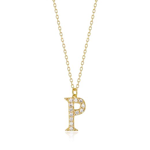 Colgante Plata Dorada Mujer COZ0283DOCZP Letra P C. Circonitas